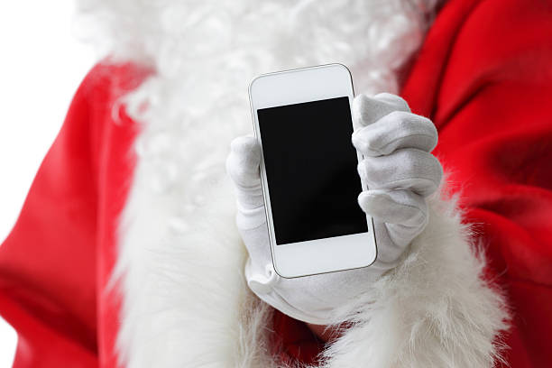istock Santa showing a white smart phone 175214902