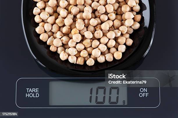 Chickpeas On Kitchen Scale Stock Photo - Download Image Now - Balance, Bean, Black Color