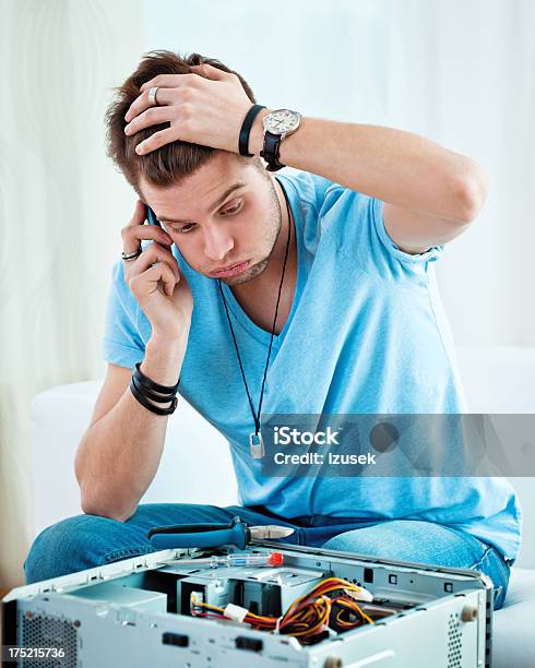 Problem With Computer Stock Photo - Download Image Now - Using Phone, Distraught, Service