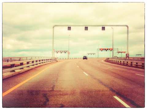 Highway Border Bridge. Cross Processed. Shot with an iPhone4. Some grain