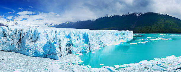 The Perito Moreno Glacier in Patagonia, Argentina The Perito Moreno Glacier in Argentina. A seamlessly stitched panoramic image. santa cruz province argentina photos stock pictures, royalty-free photos & images