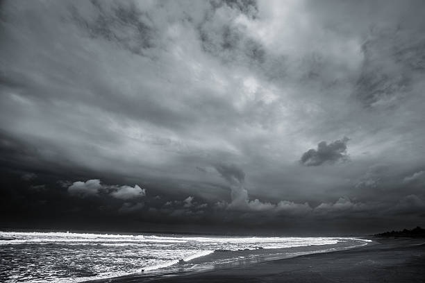 istock Beach and Stormy Sky in Black & White 175216634