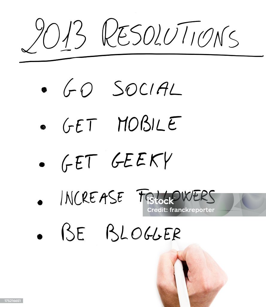 Bonnes résolutions de l'année 2013 sur Tableau blanc - Photo de 2013 libre de droits