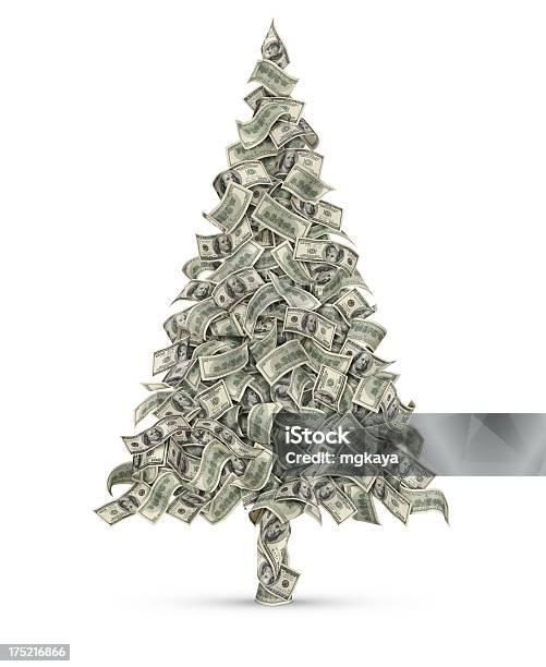 Christmas Tree Made From Dollars Stock Photo - Download Image Now - Currency, Christmas Tree, Paper Currency
