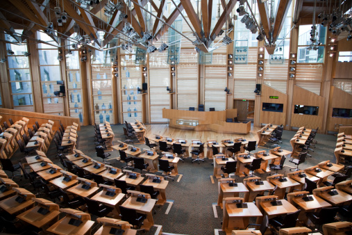 Inside the main debating chamber of the Scottish Parliament building in Edinburgh.More Scottish Parliament Building images: