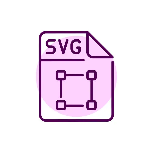 Vector illustration of SVG file color line icon. Format and extension of documents
