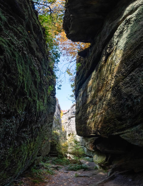 istock rock city park, olean , NY, fall season forest, gigantic rock formations 1752175149