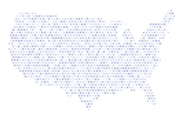 Vector illustration of USA Dot Pixel Halftone Shape Design Element