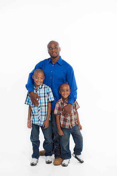 istock African American father and children on a white background 175218196