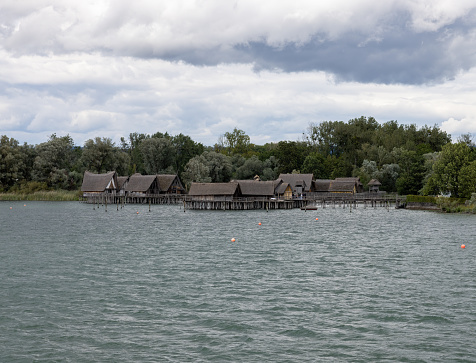 Lake Constance with the pile dwellings of Unteruldingen