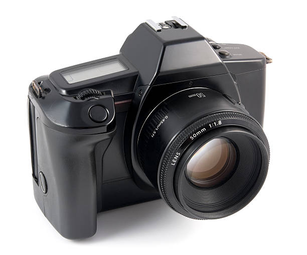 istock Old SLR 35mm film camera isolated on a white background 175219568