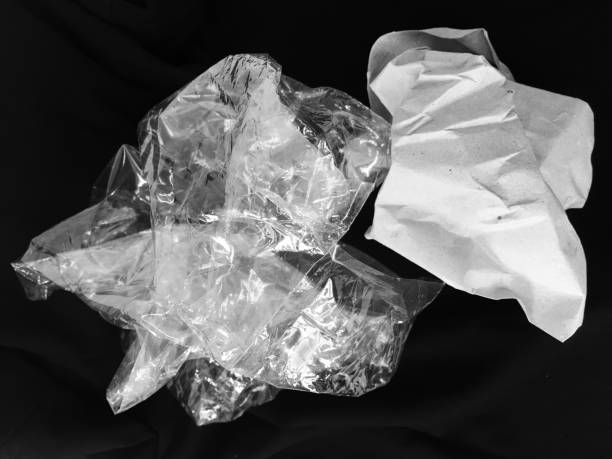 istock Plastic bag with handles, gloves, on a black background 1752197862