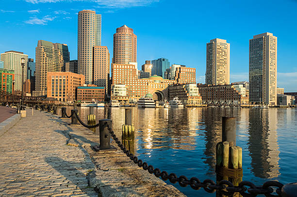 istock Boston Sunrise under Blue Sky with Reflections on the Water 175219939