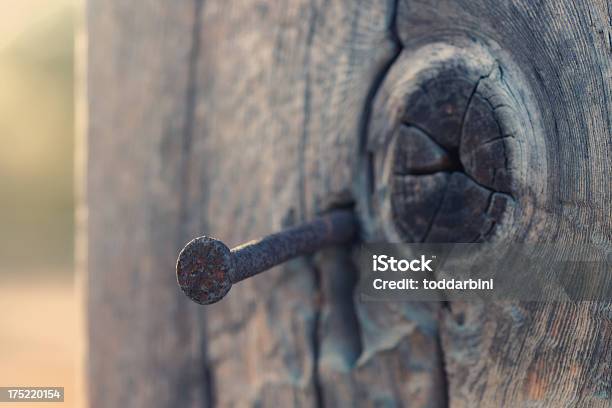 Rusty Nail Closeup Stock Photo - Download Image Now - Close-up, Color Image, Fence
