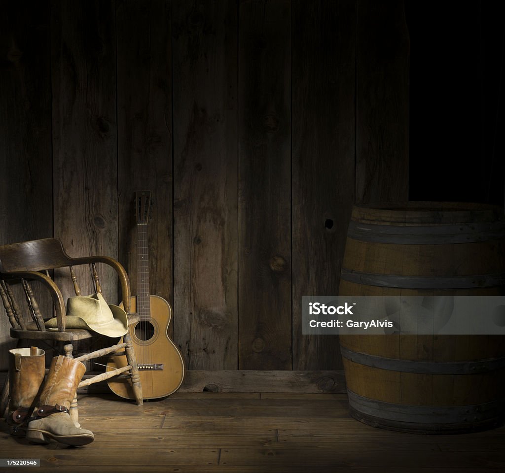 Western scène avec guitare - Photo de Fond libre de droits