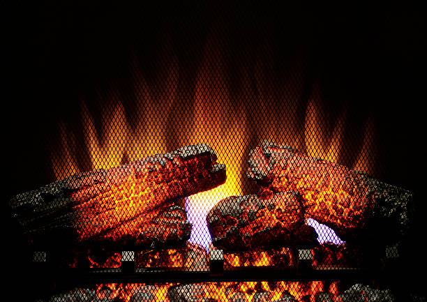 Fake fireplace stock photo