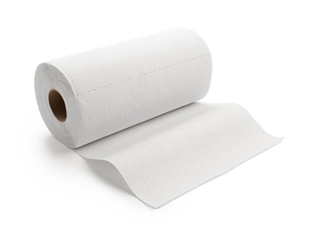 paper towel roll of kitchen towel isolated on white paper towel stock pictures, royalty-free photos & images