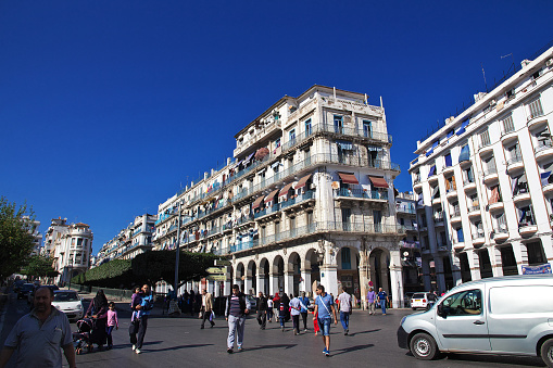 Algeria city, Algeria - 01 Nov 2014: The vintage house in Algeria city on Mediterranean sea, Algeria
