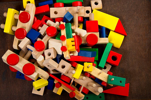 istock Wooden Toy Train and Building Blocks Background 175222517