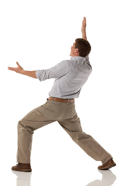 Rear view of an excited young man gesturing