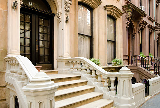 brooklyn heights-casas na cidade de nova york - residential structure house luxury brownstone - fotografias e filmes do acervo