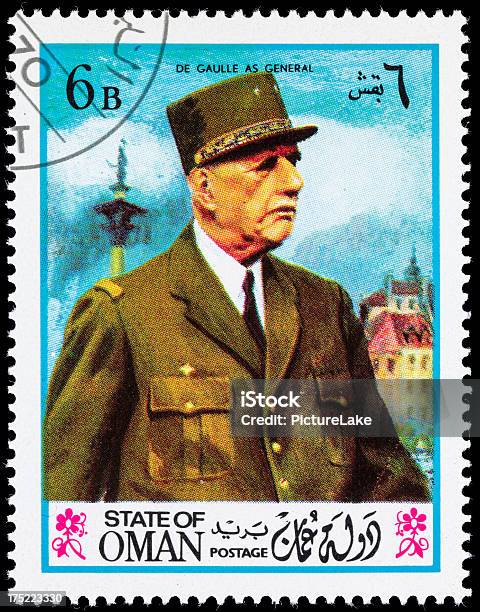 Oman General Charles De Gaulle Postage Stamp Stock Photo - Download Image Now - Charles de Gaulle, Oman, Adult