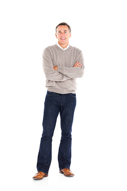 istock Handsome mature man standing with his arms crossed on white 175223989