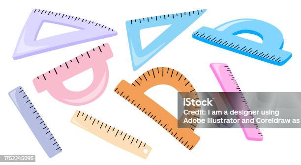 Cute Flat Cartoon Ruler On White Background Stock Illustration ...