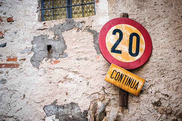 istock Very old speed limit 20 km/h sign in Italy 175224898