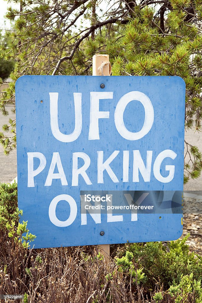 UFO Parking Sign in Roswell, New Mexico UFO parking sign in Roswell, New Mexico. Roswell was the center of a UFO controversy in 1947, the town embodies this incident to this day. Roswell - New Mexico Stock Photo