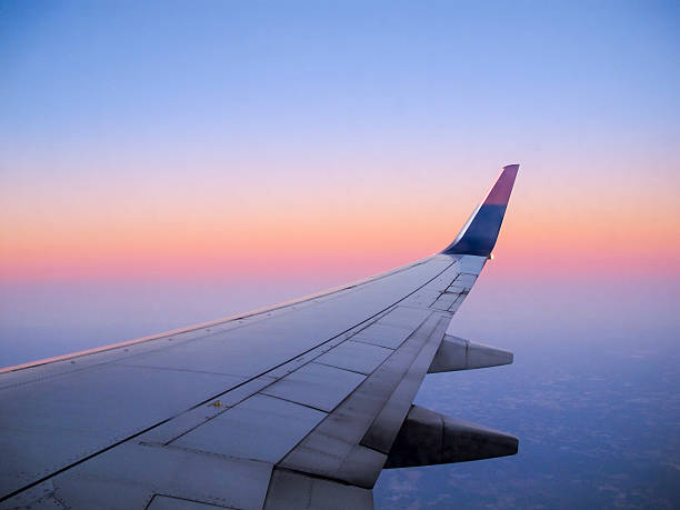 istock Airplane wing with sunset in the background 175226493