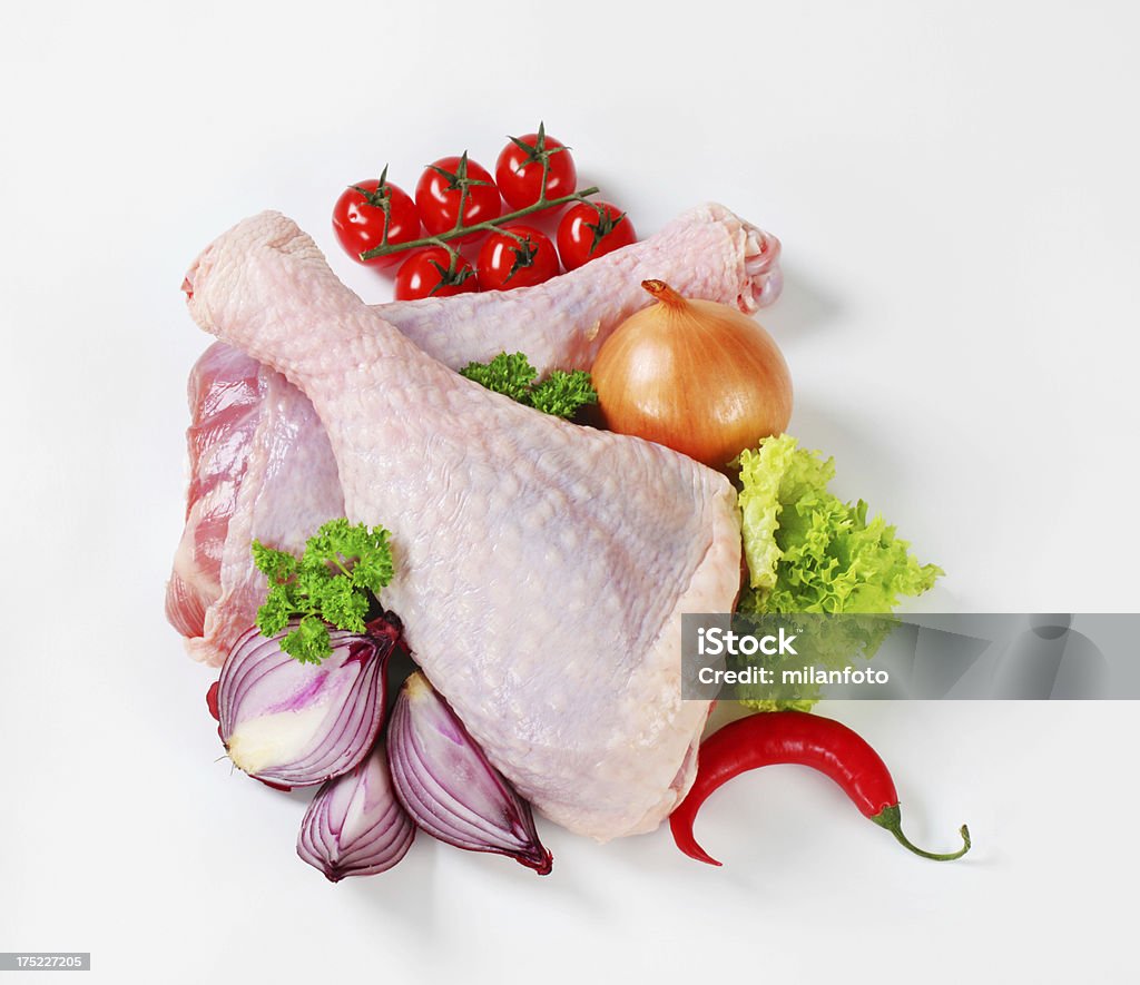 Rohe Türkei Beine isoliert auf weiss - Lizenzfrei Fleisch Stock-Foto