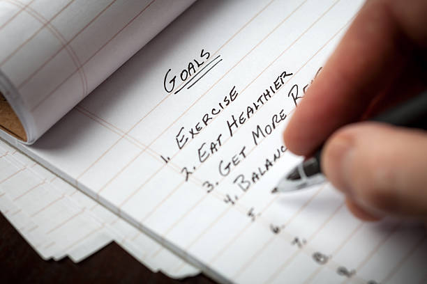 istock Extreme Closeup Of Notepad Making A List of Goals 175227514