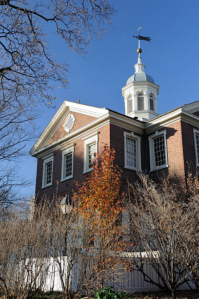 Carpenters Hall in Philadelphia "Carpenters Hall in Independence National Historic Park, Philadelphia, Pennsylvania, USA" philadelphia winter stock pictures, royalty-free photos & images