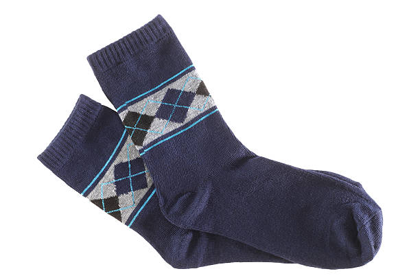 istock Blue pair of socks for men isolated on white background 175229164