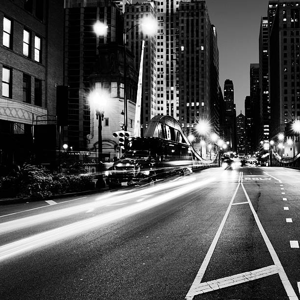 istock Chicago Cityscape in the Night. Black And White. 175229213