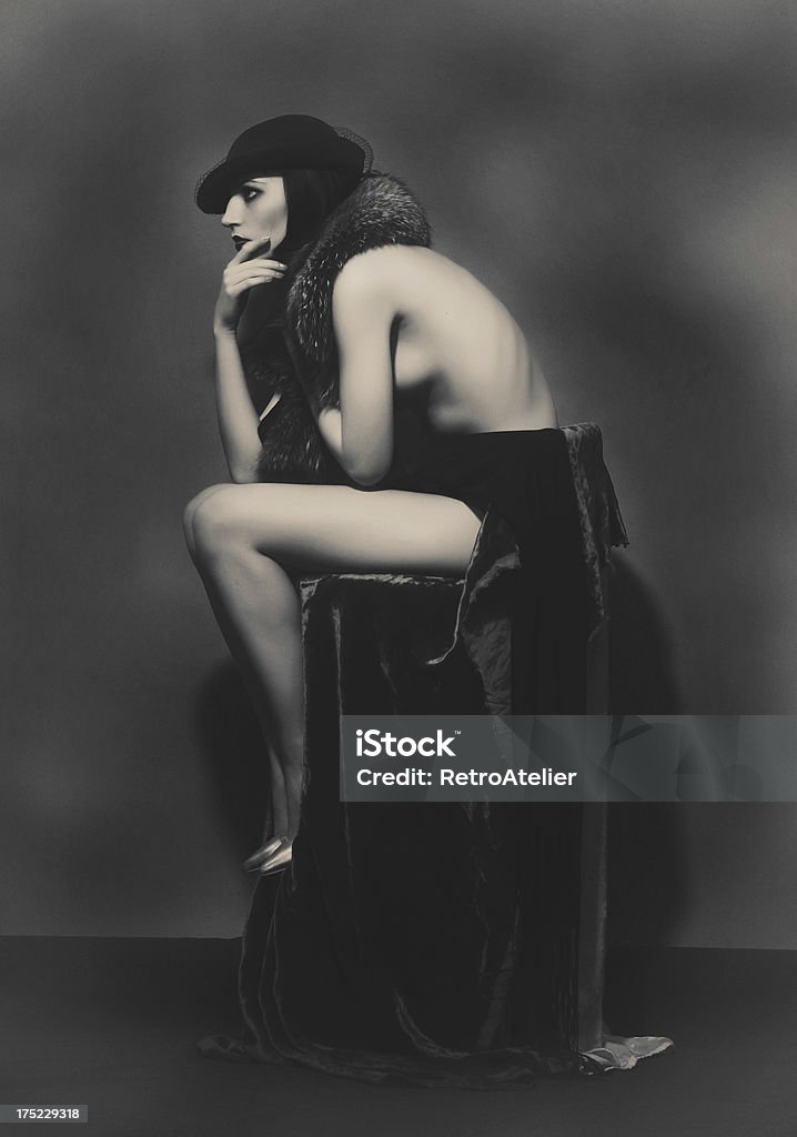 Tribute to Zigfeld Emulation of vintage style photography.Tribute to Zigfeld Black And White Stock Photo