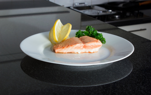 Salmon fillet on plate