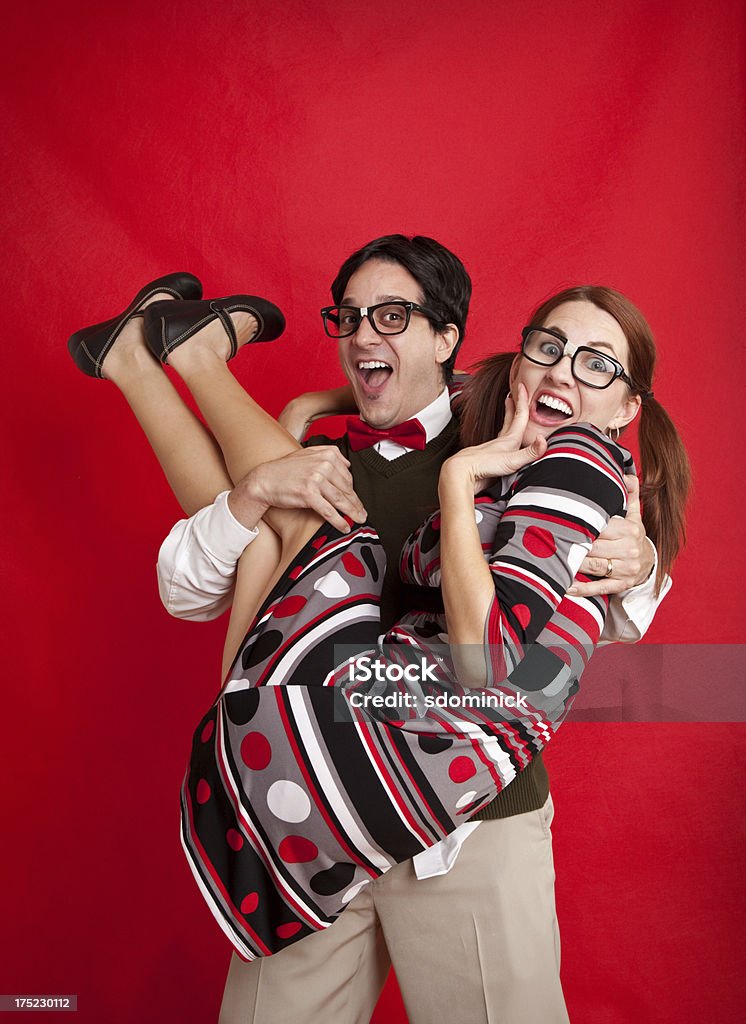 Feliz pareja Nerd - Foto de stock de 35-39 años libre de derechos