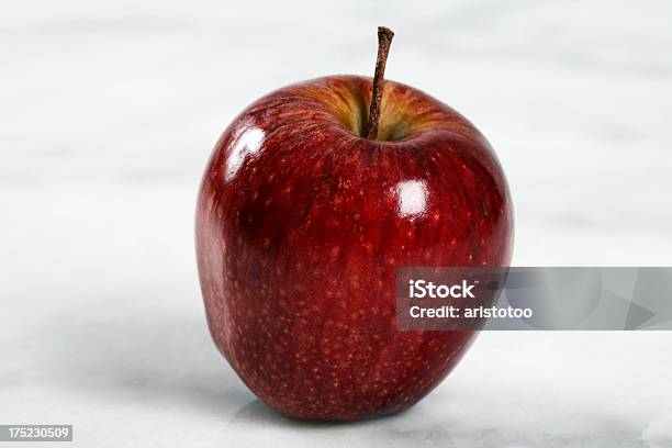 Red Christmas Apple On White Marble Stock Photo - Download Image Now - Apple - Fruit, Food, Fruit