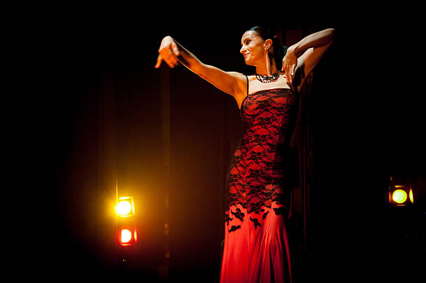 Flamenco dancer in red stock photo