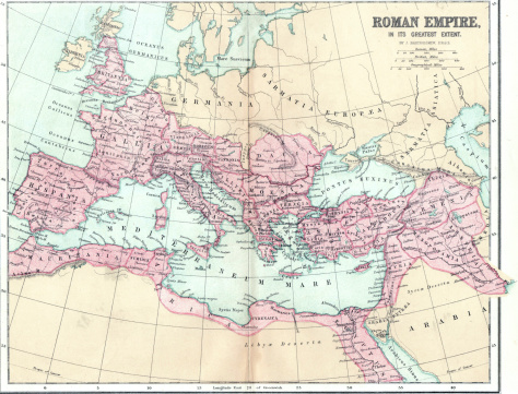 Old Coloured Map of the Roman Empire