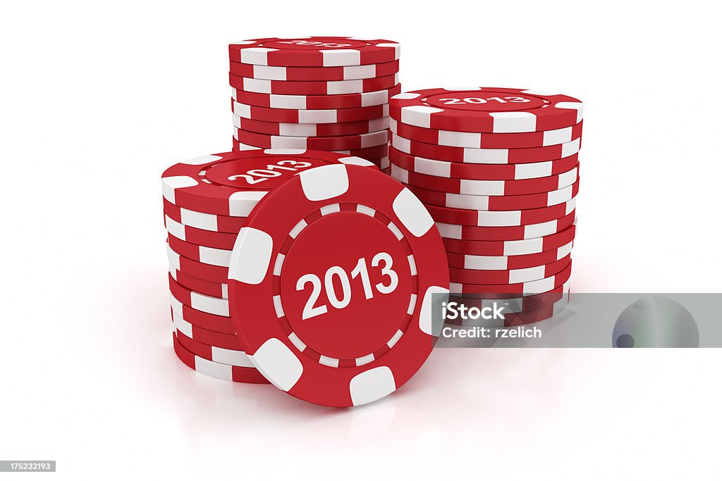 Pile de jetons de poker Nouvel An - Photo de Blanc libre de droits