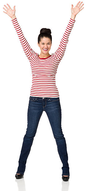 istock Excited Woman Standing With Arms Up 175232533