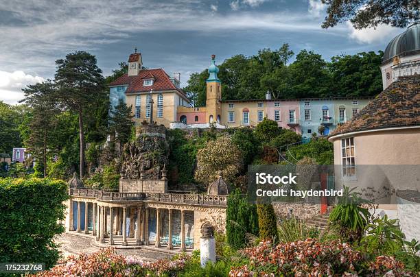 Portmeirion Village And Lanscaped Gardens Hdr Stock Photo - Download Image Now - Portmeirion, Wales, Village