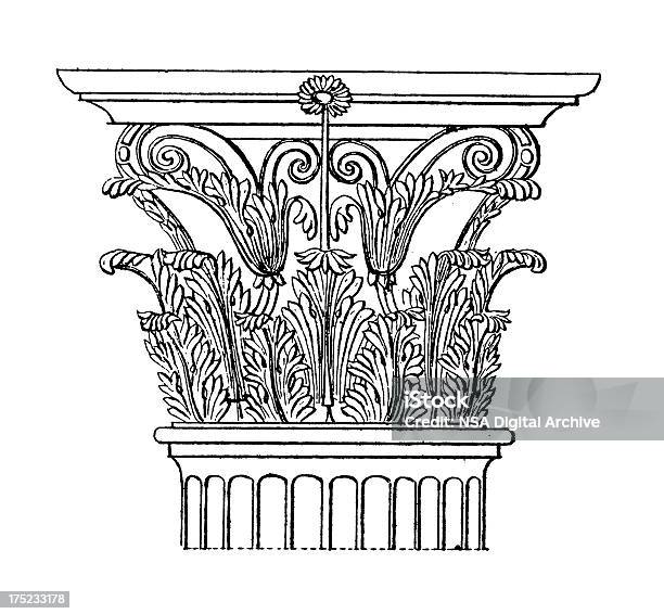 Style Corinthien Capitale Antique Darchitecture Illustrations Vecteurs libres de droits et plus d'images vectorielles de Colonne architecturale