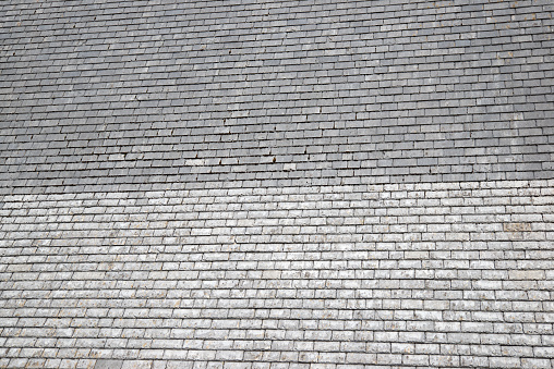 Slate roof in a building. Pau city in France.