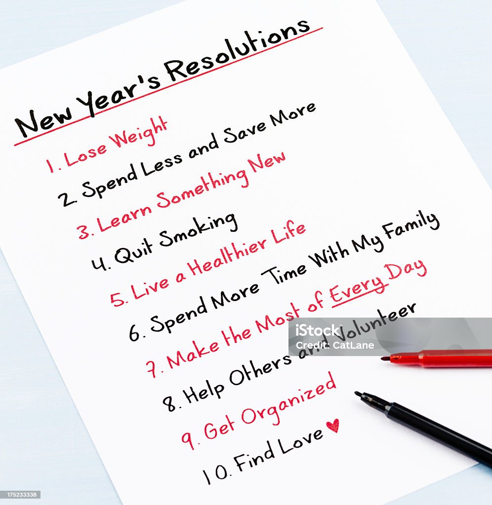Capodanno risoluzioni elenco - Foto stock royalty-free di 2013