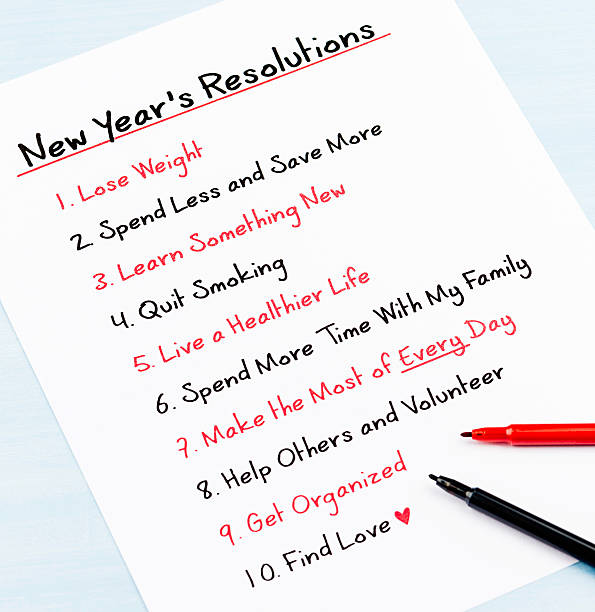 nowego roku rezolucji listy - aspirations 2013 determination vertical zdjęcia i obrazy z banku zdjęć