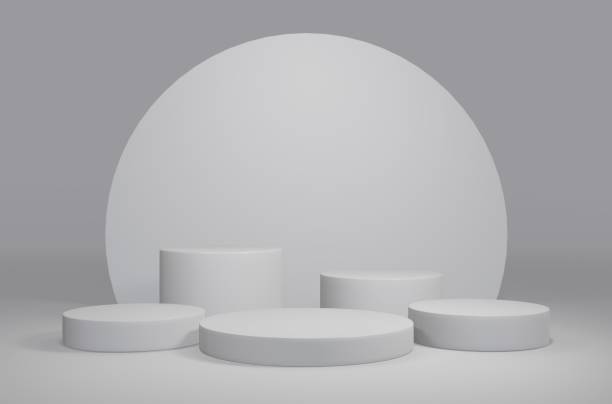 istock Product display stand on white background.Abstract grey backdrop concept.Geometric platform show cosmetic product.Podium on white background.Stage showcase.Minimal mockup 3D render 1752333466